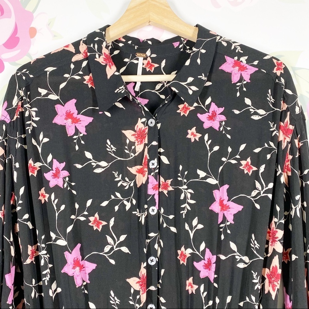 NEW Free People Lighten Up Floral Black Combo Mini Dress XS - Picture 6 of 16